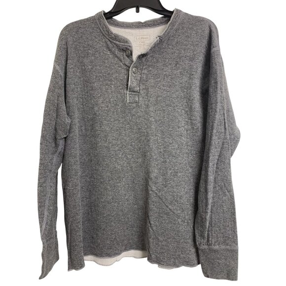 L.L. Bean L Regular Cotton Outdoor Classic Casual Henley Pullover Gray - Picture 1 of 7